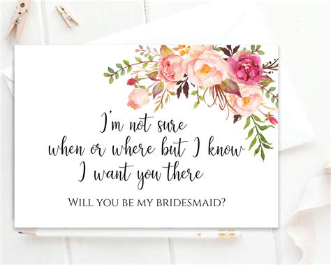 bridesmaid printable bridesmaid card bridesmaid etsy