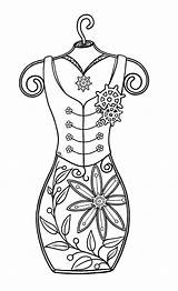 Coloring Pages Steampunk Stamps Digi Dress Adult Digital Form Clothing Adults Designs Drawing Mini Printable Embroidery Fashion Colouring Dressform Color sketch template