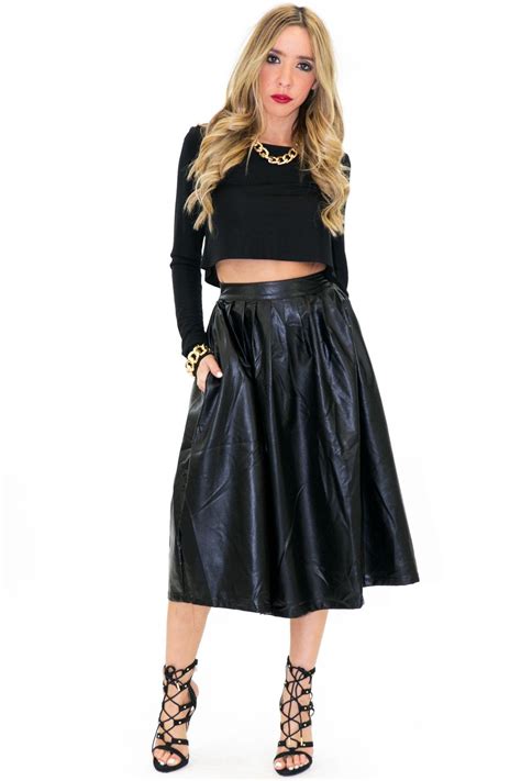 women fashion pu leather skirt long skirt mid calf black women skirt  blackhorser