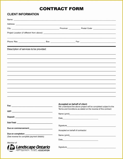 general contractor agreement template  nice sample  printable