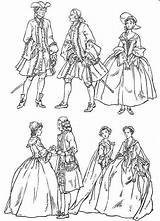 Coloring Fashion Pages Clothing Costume 18th Century England Americanrevolution History sketch template