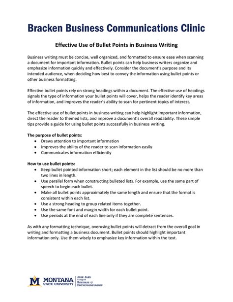 effective   bullet points  business writing