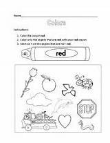 Red Color Worksheets Worksheet Blue Printable Kindergarten Worksheeto Via sketch template