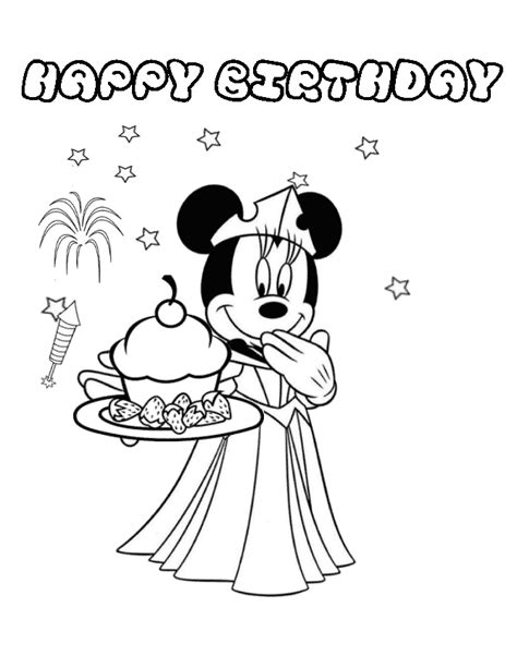 happy birthday minnie mouse coloring pages coloringfree