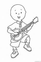 Caillou Pages Coloring Playing Guitar Coloring4free Cartoon Printable Ukelele Worksheets Related Posts Getdrawings Drawing sketch template
