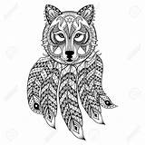 Coloring Pages Printable Adult Wolf Dream Dreamcatcher Catcher Coloriage Flower Vector Animal Colouring Choose Board Zentangle sketch template