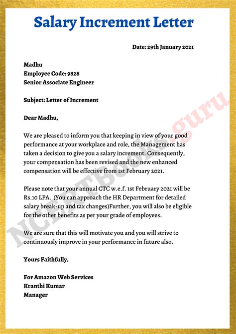 increment letter format samples   write  increment letter