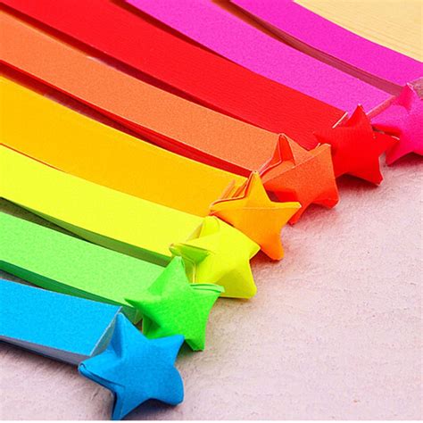 folding star origami bright color lucky star paper strips quilling
