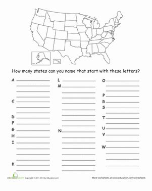 states  states worksheets