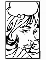 Coloring Pop Colouring Kids Popart Lichtenstein Template Crying Lady sketch template