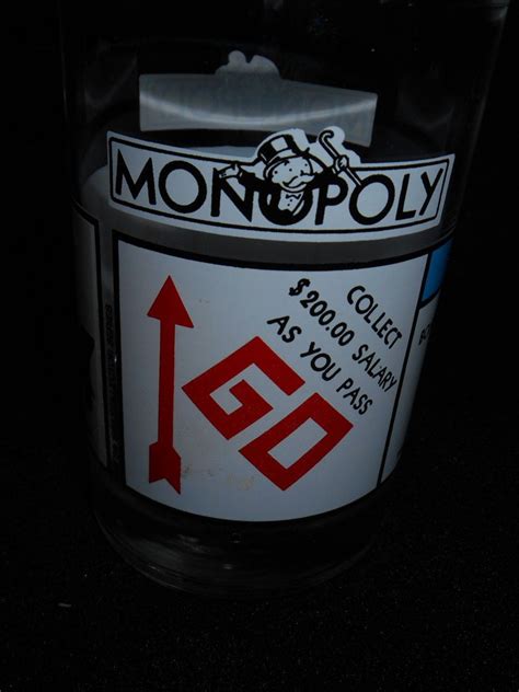 vintage collectible monopoly drinking glass tumbler~arby s