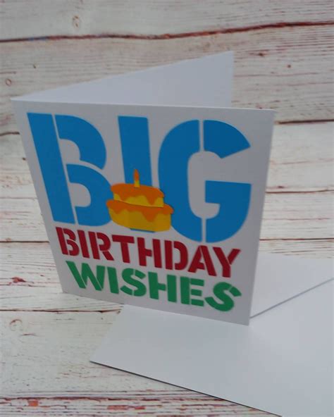 big birthday wishes cake celebration card birthday  etsy