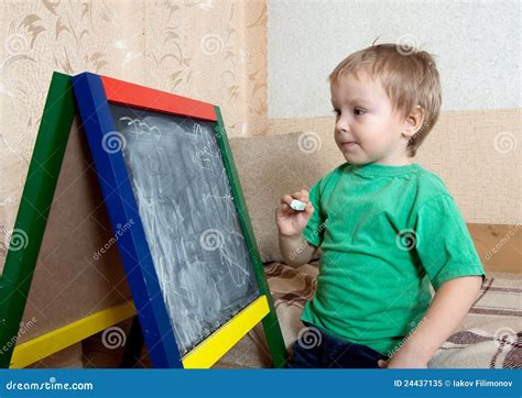 child draws  blackboard  chalk stock image image  chalk home