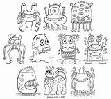 Coloring Monsters Monster Pages Printable Cute Crazy Book Funny Drawing Clipart Pdf Color Etsy Little Colouring Kids Jelene Sheets Doodle sketch template