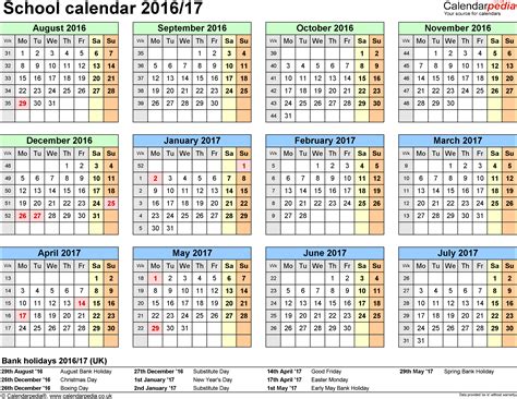 school calendars 2016 2017 as free printable pdf templates