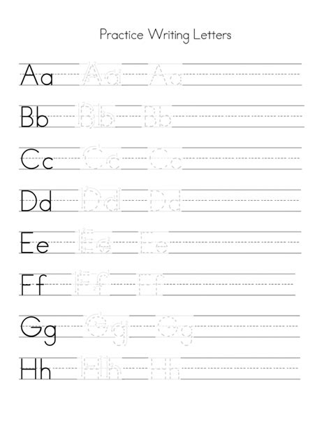 alphabet writing practice printable learning printable