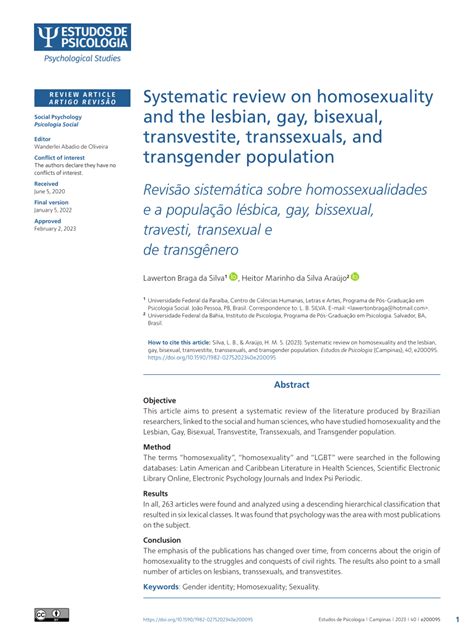 Pdf Systematic Review On Homosexuality And The Lesbian Gay Bisexual