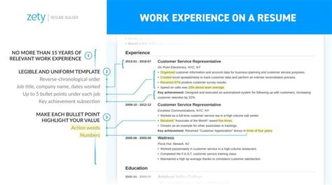resume work experience job description examples