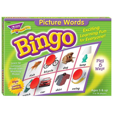 knowledge tree trend enterprises  picture words bingo game