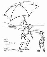 Beach Coloring Pages Umbrella July 4th Printable Sheets Clipart Drawing Go Holiday Activity Color Kids Library Print Teens Honkingdonkey Dad sketch template