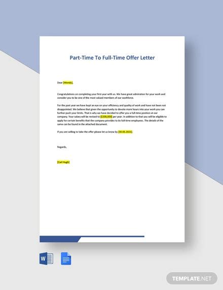 part time job resignation letter template google docs word