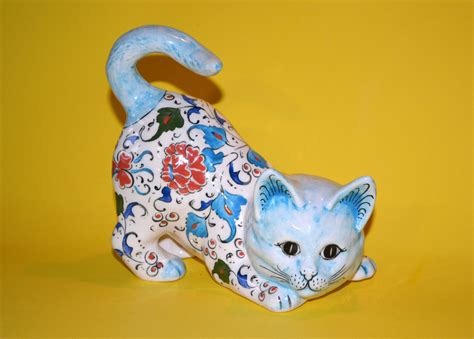 handmadepainted ceramic floral cat collectors weekly