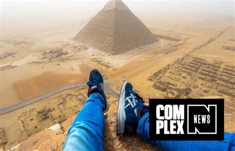 teen climbs great pyramid of giza for epic sneaker selfie complex
