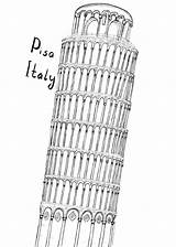 Pisa Torre Inclinada sketch template