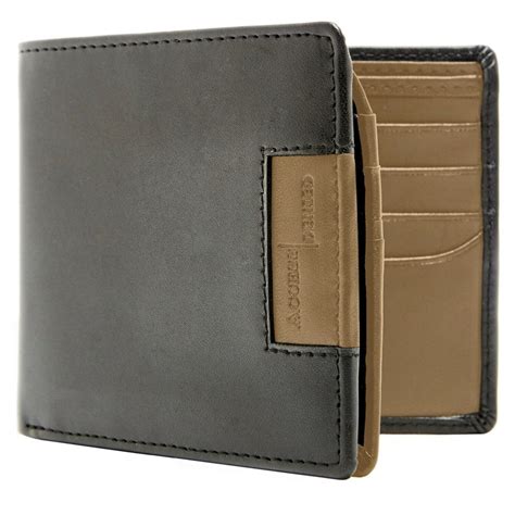 vegan faux leather bifold wallet  men  flipup id window rfid