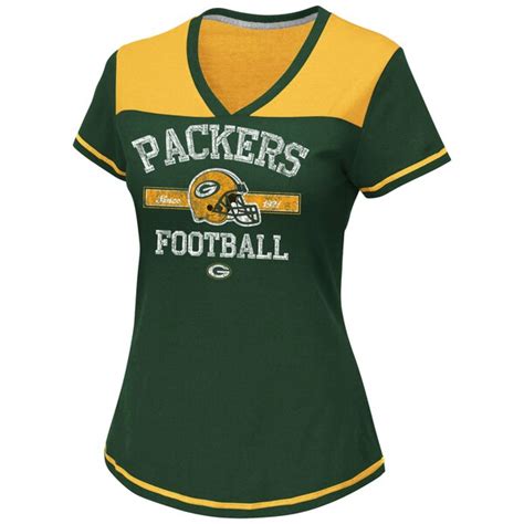 Green Bay Packers Womens Plus Sizes Curved Hem V Neck T Shirt Green
