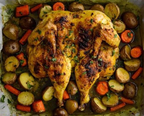 Roasted Spatchcock Chicken And Vegetables Easy Recipe Chef
