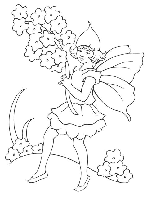 coloring page elf girl   bouquet