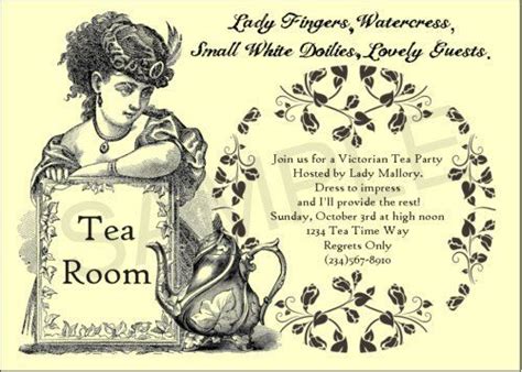 victorian tea invitations   tea party invitations party invite