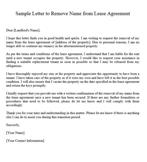 sample letter  remove   lease culturo pedia
