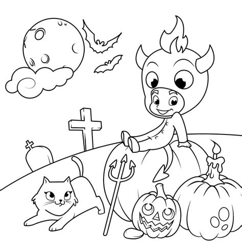 cute halloween devil coloring page  print  color