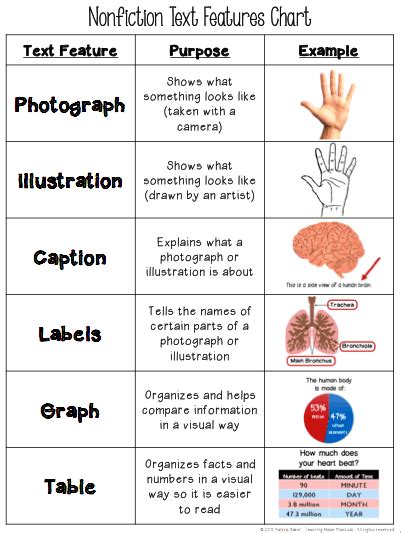 text features chart teaching  practical