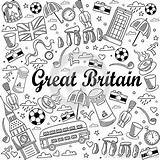 Britain Bretagna Colorare Londra Vettore Objects Drawn Bandiere Progettazione Designlooter sketch template