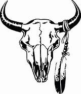 Skull Cow Bull Outline Clipart Drawing Animal Stencil Cattle sketch template