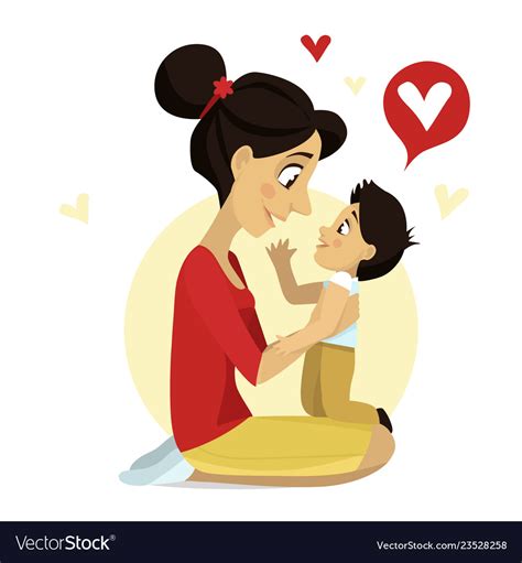 mothers love moms hug mom and son card on vector image