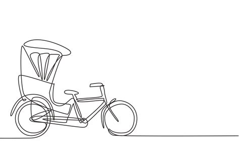 single continuous  drawing  cycle rickshaw    side