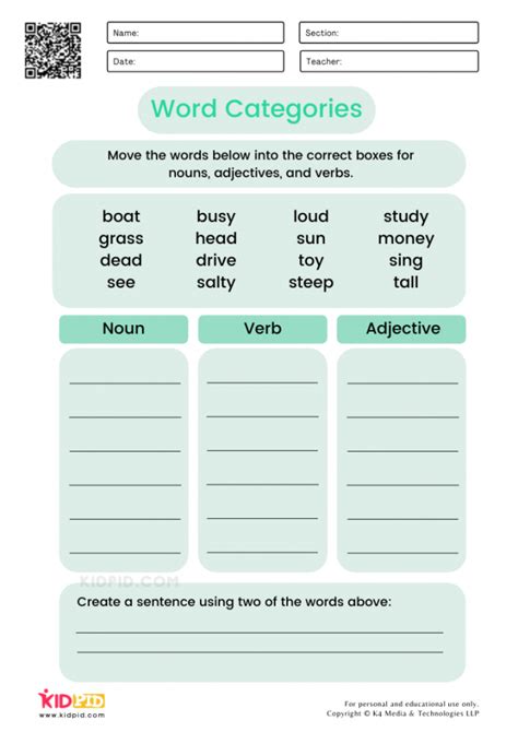 sort words  categories worksheets  kids kidpid