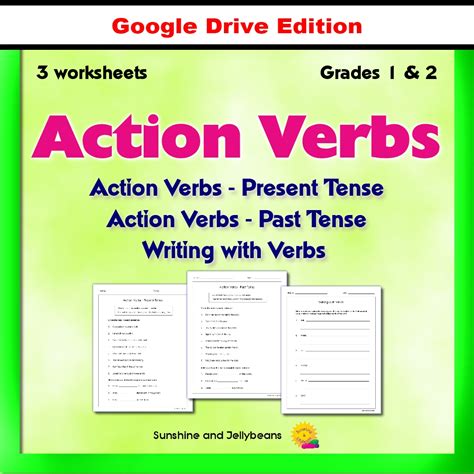 action verbs present   tense  worksheets grades   ccss google drive
