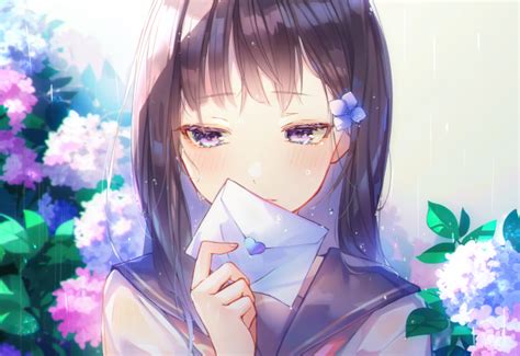 Wallpaper Anime School Girl Romance Love Letter Cute