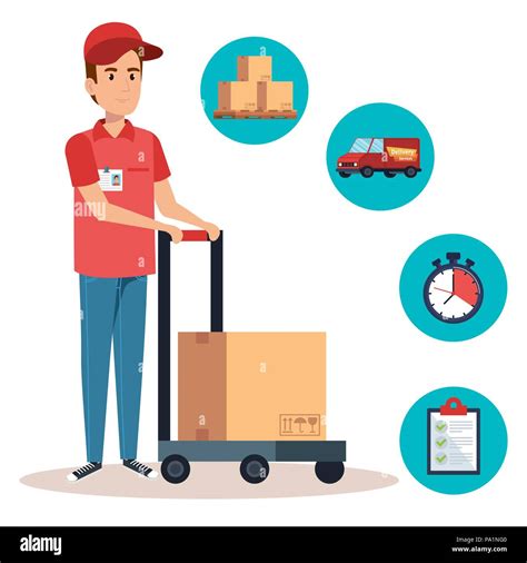 courier character delivery service icon stock vector image art alamy