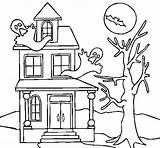 Ghost House Coloring Halloween Colored Coloringcrew Gif sketch template