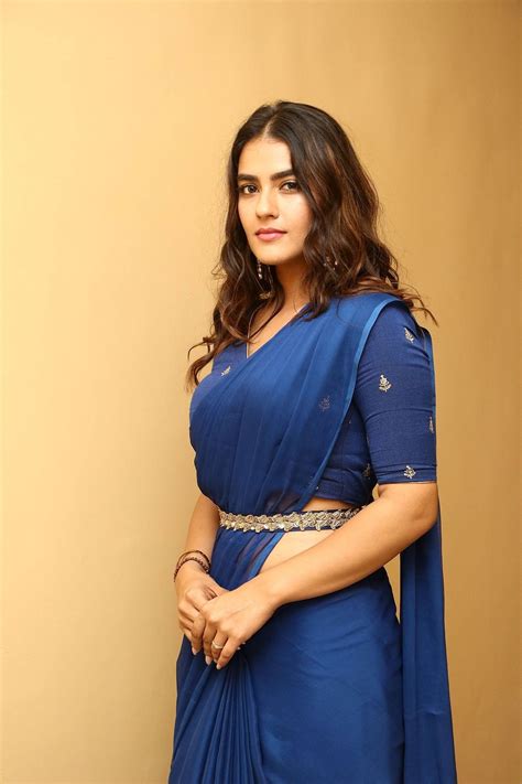 actress kavya thapar blue saree photos market raja audio launch new