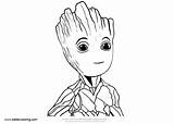 Groot Baby Drawing Coloring Easy Pages Printable Color Kids sketch template