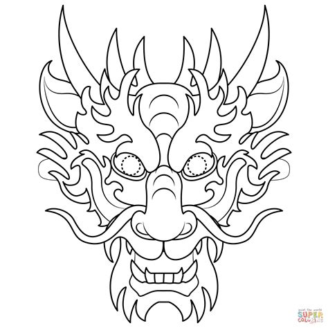 chinese dragon mask coloring page  printable coloring pages