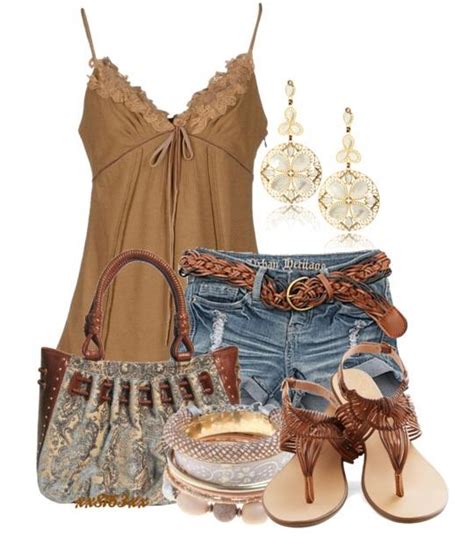 summer outfit brown top street top woman outfit image