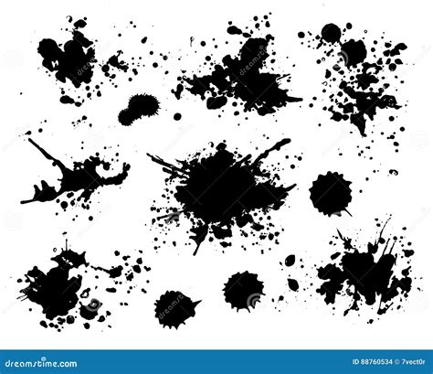 paint splatter splash silhouettes collection  black stock vector
